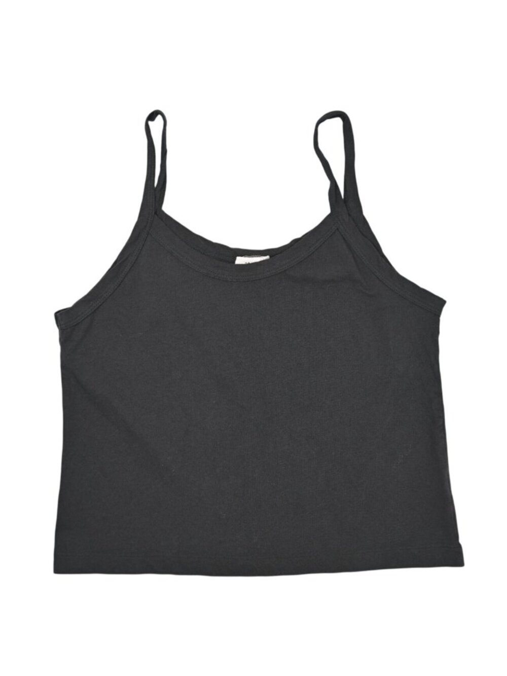 Re/Done Black Cotton Spaghetti Strap Tank Top